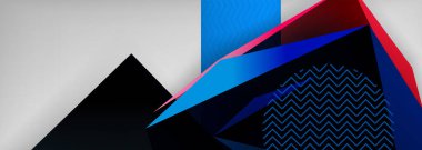 Düşük polyester 3 boyutlu geometrik şekiller, minimum soyut arkaplan. Kapaklar, afişler, el ilanları ve posterler için vektör illüstrasyonları