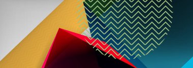 Düşük polyester 3 boyutlu geometrik şekiller, minimum soyut arkaplan. Kapaklar, afişler, el ilanları ve posterler için vektör illüstrasyonları