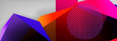 Düşük polyester 3 boyutlu geometrik şekiller, minimum soyut arkaplan. Kapaklar, afişler, el ilanları ve posterler için vektör illüstrasyonları