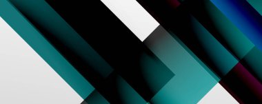 Gölge çizgileri, modern formlar, dikdörtgenler, kareler ve akışkan eğimlere sahip geometrik soyut arkaplanlar. Parlak renkli çizgiler serin arkaplanlar