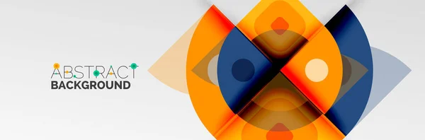 Círculos de color brillantes, formas redondas abstractas y composición de triángulos con efectos de sombra. Vector plantilla de diseño geométrico moderno — Archivo Imágenes Vectoriales