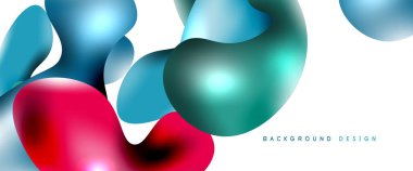 Kabarcıklar soyut arkaplan. Beyaz vektör şablonunda sıvı sıçramaları