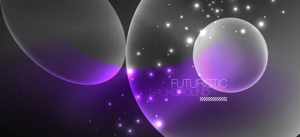 Neon ellipsen abstracte achtergronden. Glanzende heldere ronde vormen gloeien in het donker. Vector futuristische illustraties voor covers, banners, flyers en posters en andere — Stockvector