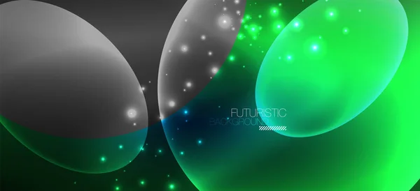 Neon ellipses abstract backgrounds. Shiny bright round shapes glowing in the dark. Vector futuristic illustrations for covers, banners, flyers and posters and other — Stock Vector