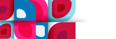 Soyut yuvarlak şekiller ve gölge efektleri tekrarlanan vektör modern geometrik arkaplan kümesi