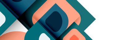 Soyut yuvarlak şekiller ve gölge efektleri tekrarlanan vektör modern geometrik arkaplan kümesi