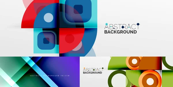 Set of minimal geometric backgrounds. Vector illustrations for covers, banners, flyers and posters and other — Stock Vector