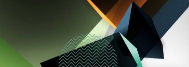 Düşük polyester 3 boyutlu geometrik şekiller, minimum soyut arkaplan. Kapaklar, afişler, el ilanları ve posterler için vektör illüstrasyonları