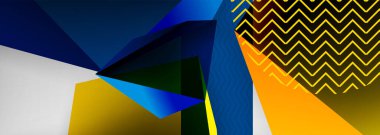 Düşük polyester 3 boyutlu geometrik şekiller, minimum soyut arkaplan. Kapaklar, afişler, el ilanları ve posterler için vektör illüstrasyonları