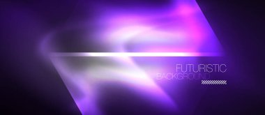 Neon geometrik soyut arkaplan. Karanlıkta parlayan ışık efektli üçgenler. Kapaklar, afişler, el ilanları ve posterler için vektör illüstrasyonuName