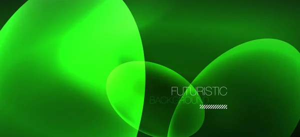 Neon ellipsen abstracte achtergronden. Glanzende heldere ronde vormen gloeien in het donker. Vector futuristische illustraties voor covers, banners, flyers en posters en andere — Stockvector