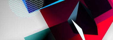 Düşük polyester 3 boyutlu geometrik şekiller, minimum soyut arkaplan. Kapaklar, afişler, el ilanları ve posterler için vektör illüstrasyonları