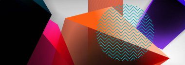 Düşük polyester 3 boyutlu geometrik şekiller, minimum soyut arkaplan. Kapaklar, afişler, el ilanları ve posterler için vektör illüstrasyonları