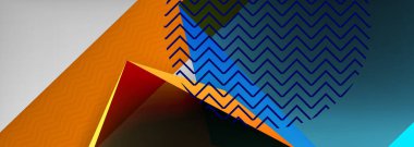 Düşük polyester 3 boyutlu geometrik şekiller, minimum soyut arkaplan. Kapaklar, afişler, el ilanları ve posterler için vektör illüstrasyonları