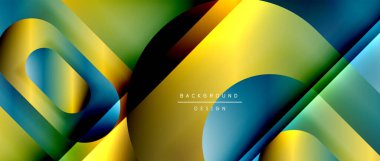 Çizgiler ve modern formlarla vektör geometrik arkaplan. Soyut yuvarlak şekiller, gölge ve ışık efektleri ile akışkan eğimli