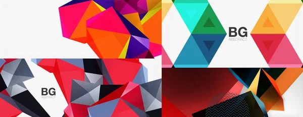 Set of minimal geometric abstract backgrounds. Vector illustrations for covers, banners, flyers and posters and other — Stock Vector