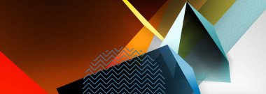 Düşük polyester 3 boyutlu geometrik şekiller, minimum soyut arkaplan. Kapaklar, afişler, el ilanları ve posterler için vektör illüstrasyonları