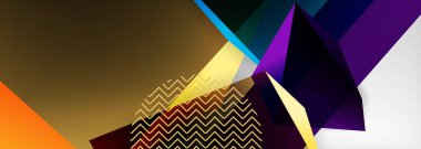 Düşük polyester 3 boyutlu geometrik şekiller, minimum soyut arkaplan. Kapaklar, afişler, el ilanları ve posterler için vektör illüstrasyonları