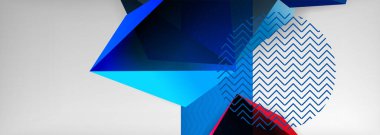 Düşük polyester 3 boyutlu geometrik şekiller, minimum soyut arkaplan. Kapaklar, afişler, el ilanları ve posterler için vektör illüstrasyonları