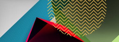 Düşük polyester 3 boyutlu geometrik şekiller, minimum soyut arkaplan. Kapaklar, afişler, el ilanları ve posterler için vektör illüstrasyonları