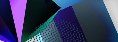 Düşük polyester 3 boyutlu geometrik şekiller, minimum soyut arkaplan. Kapaklar, afişler, el ilanları ve posterler için vektör illüstrasyonları