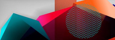 Düşük polyester 3 boyutlu geometrik şekiller, minimum soyut arkaplan. Kapaklar, afişler, el ilanları ve posterler için vektör illüstrasyonları