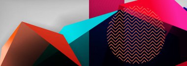 Düşük polyester 3 boyutlu geometrik şekiller, minimum soyut arkaplan. Kapaklar, afişler, el ilanları ve posterler için vektör illüstrasyonları