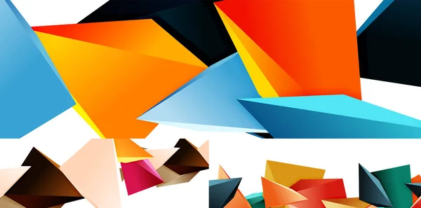 Ensemble de fonds abstraits en mosaïque triangle, formes triangulaires triangulaires basses poly. Illustrations vectorielles géométriques pour couvertures, bannières, flyers et affiches et autres — Image vectorielle
