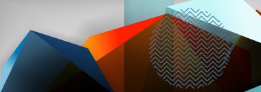 Düşük polyester 3 boyutlu geometrik şekiller, minimum soyut arkaplan. Kapaklar, afişler, el ilanları ve posterler için vektör illüstrasyonları