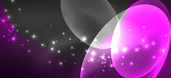 Neon ellipsen abstracte achtergronden. Glanzende heldere ronde vormen gloeien in het donker. Vector futuristische illustraties voor covers, banners, flyers en posters en andere — Stockvector