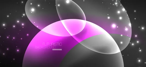 Neon ellipsen abstracte achtergronden. Glanzende heldere ronde vormen gloeien in het donker. Vector futuristische illustraties voor covers, banners, flyers en posters en andere — Stockvector