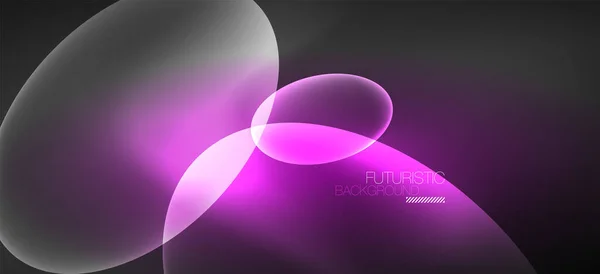 Neon ellipsen abstracte achtergronden. Glanzende heldere ronde vormen gloeien in het donker. Vector futuristische illustraties voor covers, banners, flyers en posters en andere — Stockvector