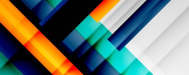 Gölge çizgileri, modern formlar, dikdörtgenler, kareler ve akışkan eğimlere sahip geometrik soyut arkaplanlar. Parlak renkli çizgiler serin arkaplanlar