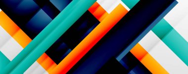 Gölge çizgileri, modern formlar, dikdörtgenler, kareler ve akışkan eğimlere sahip geometrik soyut arkaplanlar. Parlak renkli çizgiler serin arkaplanlar