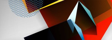 Düşük polyester 3 boyutlu geometrik şekiller, minimum soyut arkaplan. Kapaklar, afişler, el ilanları ve posterler için vektör illüstrasyonları