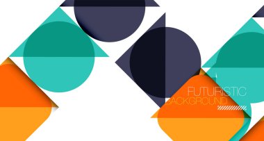 Üçgenleri ve daireleri olan temiz, minimal geometrik soyut bir arka plan. Kapaklar, afişler, el ilanları ve posterler ve diğer tasarımlar için vektör illüstrasyonu