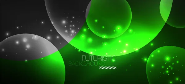 Neon ellipsen abstracte achtergronden. Glanzende heldere ronde vormen gloeien in het donker. Vector futuristische illustraties voor covers, banners, flyers en posters en andere — Stockvector