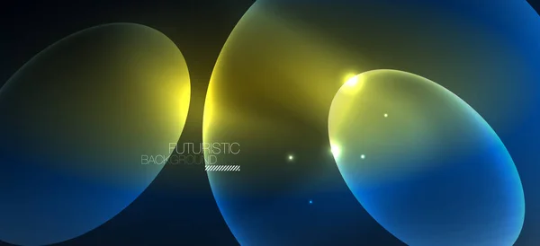 Neon-Ellipsen abstrakte Hintergründe. Glänzende helle runde Formen, die im Dunkeln leuchten. Vector futuristische Illustrationen für Covers, Banner, Flyer, Poster und andere — Stockvektor