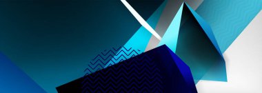 Düşük polyester 3 boyutlu geometrik şekiller, minimum soyut arkaplan. Kapaklar, afişler, el ilanları ve posterler için vektör illüstrasyonları