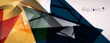 Geometrik soyut arkaplan. Renkli üçgen şekiller. Kapaklar, afişler, el ilanları ve posterler ve diğer tasarımlar için vektör illüstrasyonu
