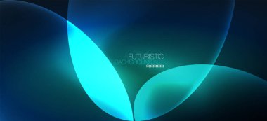 Neon elipsler soyut arkaplanlardır. Karanlıkta parlayan parlak yuvarlak şekiller. Kapaklar, afişler, el ilanları ve posterler ve diğer şeyler için vektör fütüristik çizimler