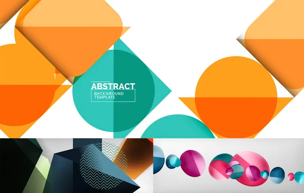 Collection of minimal geometric abstract backgrounds. Vector illustration for covers, banners, flyers and posters and other designs — Stock Vector