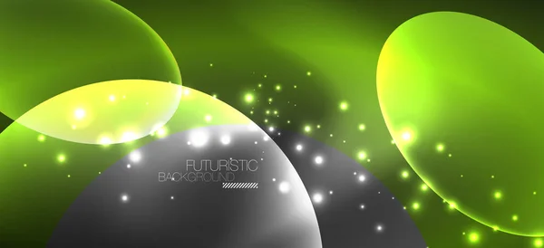 Neon ellipser abstrakta bakgrunder. Glänsande ljusa runda former som glöder i mörkret. Vektor futuristiska illustrationer för omslag, banderoller, flygblad och affischer och andra — Stock vektor