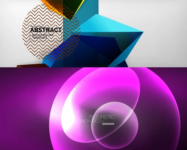 Set aus zwei minimalen geometrischen abstrakten Hintergründen. Vektor-Illustration für Covers, Banner, Flyer, Poster und andere Designs — Stockvektor