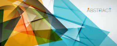 Geometrik soyut arkaplan. Renkli üçgen şekiller. Kapaklar, afişler, el ilanları ve posterler ve diğer tasarımlar için vektör illüstrasyonu