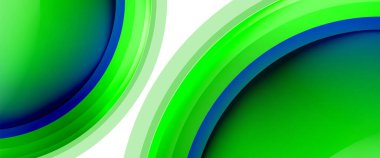 Çemberler ve baloncuklar soyut arka plan. Web pankartı, uygulama veya poster için sıvı yuvarlak şekiller