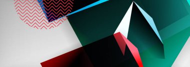 Düşük polyester 3 boyutlu geometrik şekiller, minimum soyut arkaplan. Kapaklar, afişler, el ilanları ve posterler için vektör illüstrasyonları