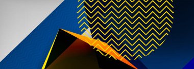 Düşük polyester 3 boyutlu geometrik şekiller, minimum soyut arkaplan. Kapaklar, afişler, el ilanları ve posterler için vektör illüstrasyonları