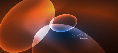 Neon elipsler soyut arkaplanlardır. Karanlıkta parlayan parlak yuvarlak şekiller. Kapaklar, afişler, el ilanları ve posterler ve diğer şeyler için vektör fütüristik çizimler