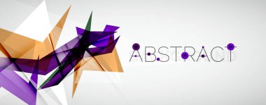 Geometrik soyut arkaplan. Renkli üçgen şekiller. Kapaklar, afişler, el ilanları ve posterler ve diğer tasarımlar için vektör illüstrasyonu